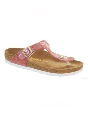 Birkenstock Pink Snake-Print Gizeh Thong Sandal Size 6